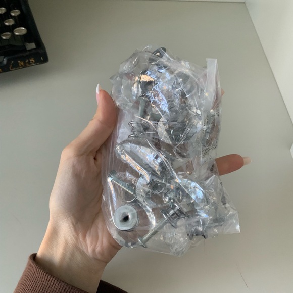 Crystal Diamond Shaped Silver Drawer Dresser Knobs Pulls Handles Set Bundle NEW - Picture 9 of 14